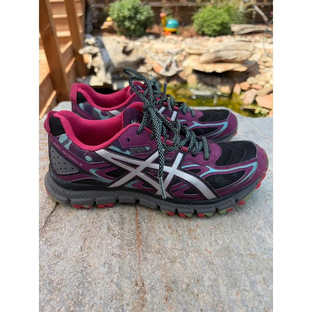 Asics Gel-Scram 3 Womens Trail Running Shoes Plum Black T6K7Q Size 7.5